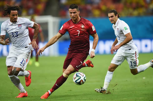 Cristiano Ronaldo in action during the Portugal 2-2 USA game, for the FIFA World Cup 2014