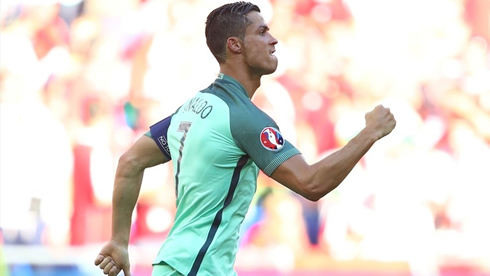 Cristiano Ronaldo showing attitude and determination after scoring in the EURO 2016