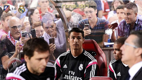 Cristiano Ronaldo in Real Madrid bench during the game against Atletico Madrid