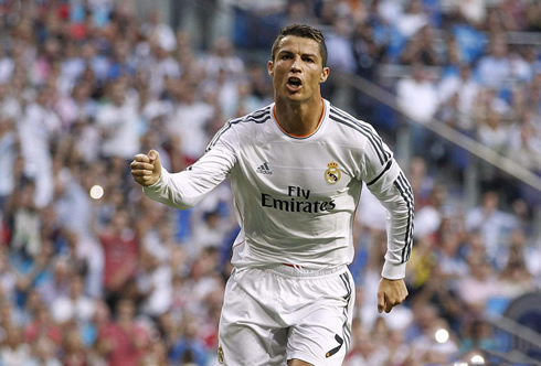 Cristiano Ronaldo reaction after scoring in Real Madrid vs Getafe, in 2013-2014