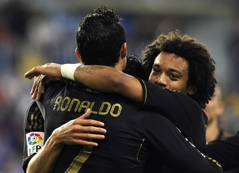 Cristiano Ronaldo hugging Marcelo