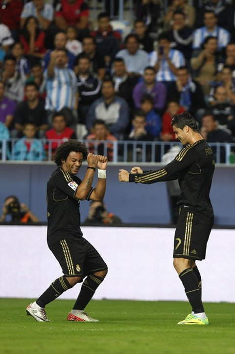 Cristiano Ronaldo funny dance after a goal scored against Malaga in the Spanish League, in 2011-2012