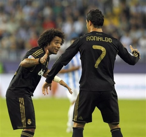 Cristiano Ronaldo and Marcelo funny move as they prepare to a dancing celebration in Real Madrid vs Malaga