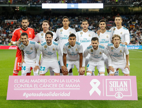 Real Madrid starting lineup vs Eibar, in La Liga 2017-18