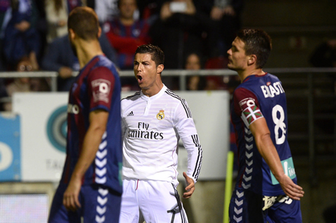 Cristiano Ronaldo joy after adding his name to the scoresheet in Eibar vs Real Madrid for La Liga