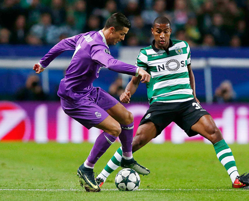 Cristiano Ronaldo in action in Sporting vs Real Madrid for the UEFA Champions League
