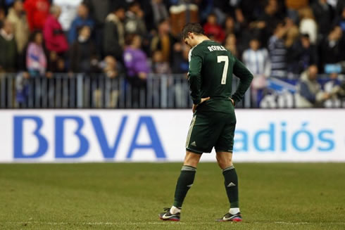 Cristiano Ronaldo looking below and thinking about his future in Real Madrid