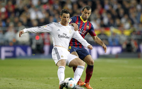 Cristiano Ronaldo and Javier Mascherano in Real Madrid vs Barcelona