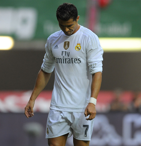 Cristiano Ronaldo looking sad in Real Madrid goalless draw against Sporting Gijón
