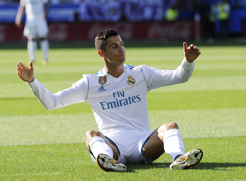 Cristiano Ronaldo gets taken down and shows his frustration