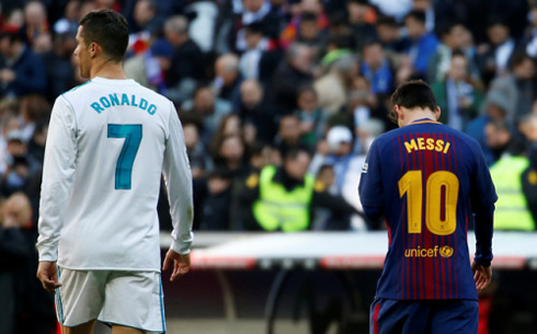 Cristiano Ronaldo and Lionel Messi in Real Madrid vs Barcelona in 2017
