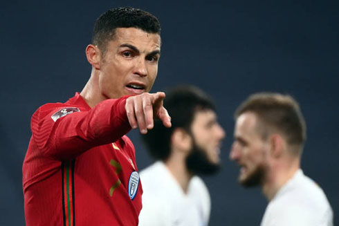 Cristiano Ronaldo pointing his finger at someone