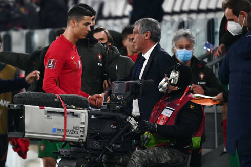 Cristiano Ronaldo leaving the pitch after a game for Portugal