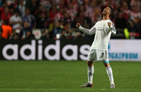 Cristiano Ronaldo happiness after beating Atletico Madrid in the Champions League final of 2014