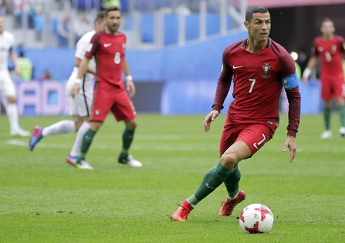 Cristiano Ronaldo in action in Portugal 4-0 New Zealand in 2017