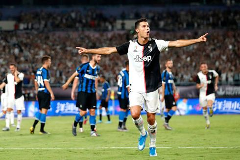 Cristiano Ronaldo scores the equalizer in Juventus vs Inter, in China