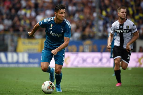 Cristiano Ronaldo in action in Parma 0-1 Juventus, for the Serie A in 2019-20