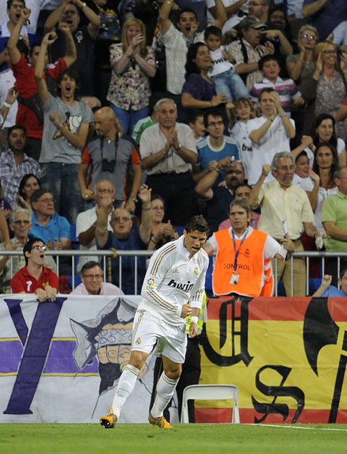 Cristiano Ronaldo enraged after scoring his first goal against Rayo Vallecano in the Spanish League fixture 2011-2012