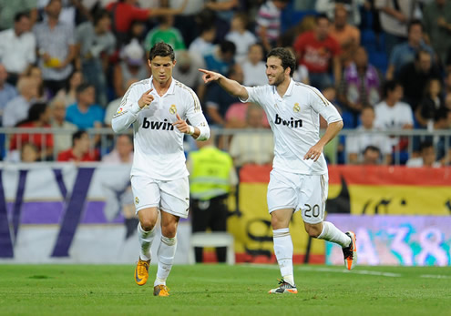 Cristiano Ronaldo celebrating another hat-trick in La Liga 2011-2012, in Real Madrid vs Rayo Vallecano