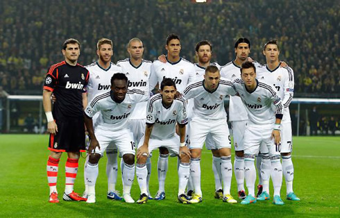 Real Madrid line-up photo before playing against Borussia Dortmund, at the UEFA Champions League 2012-2013
