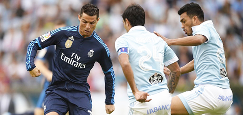 Cristiano Ronaldo in action in Real Madrid's away fixture for La Liga 2015-16, against Celta de Vigo