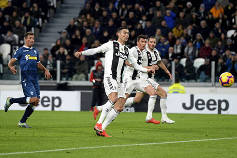 Cristiano Ronaldo scores the opener in Juventus vs SPAL for the Serie A