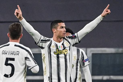 Cristiano Ronaldo celebrates his goal for Juventus in the Champions League
