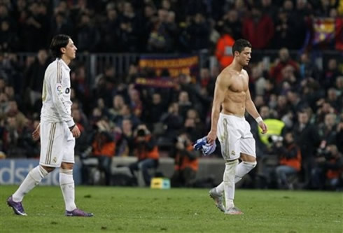 Cristiano Ronaldo with his shirt off, after a match against Barcelona in the Camp Nou, in 2012