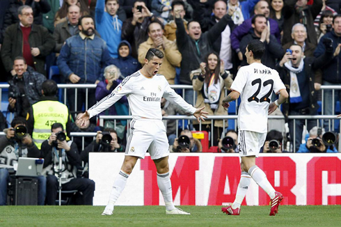 Cristiano Ronaldo all-might pose, after scoring a goal for Real Madrid