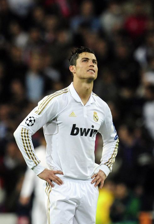 Cristiano Ronaldo looking up as if he was dreaming about something