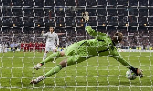 Cristiano Ronaldo penalty miss, stopped by Manuel Neuer, in Real Madrid vs Bayern Munich, for the UEFA Champions League in 2012