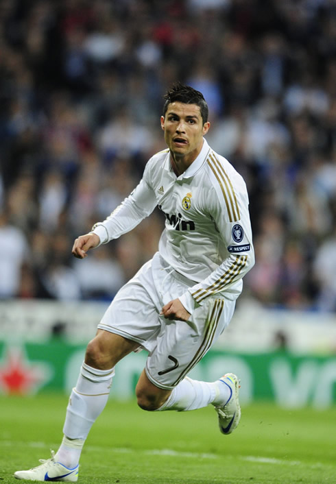 Cristiano Ronaldo playing for Real Madrid against Bayern Munich, in 2012