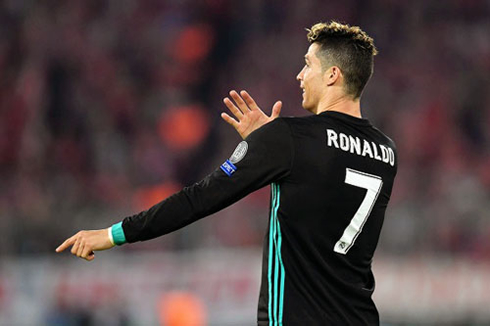 Cristiano Ronaldo talking to a teammate during Real Madrid game against Bayern Munich