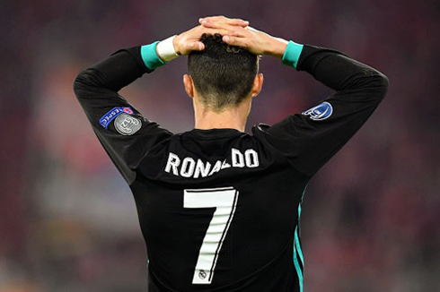 Cristiano Ronaldo puts his hands on his head after missing a good chance for Real Madrid