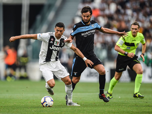 Cristiano Ronaldo in action in Juventus vs Lazio in 2018