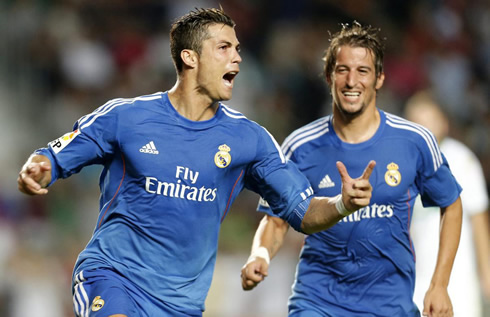 Cristiano Ronaldo and Fábio Coentrão, in Real Madrid goal celebrations