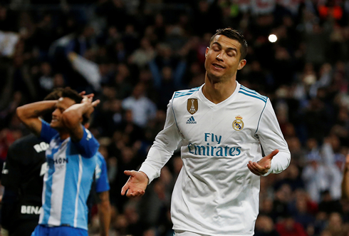 Cristiano Ronaldo relieved after scoring for Real Madrid in La Liga in 2017
