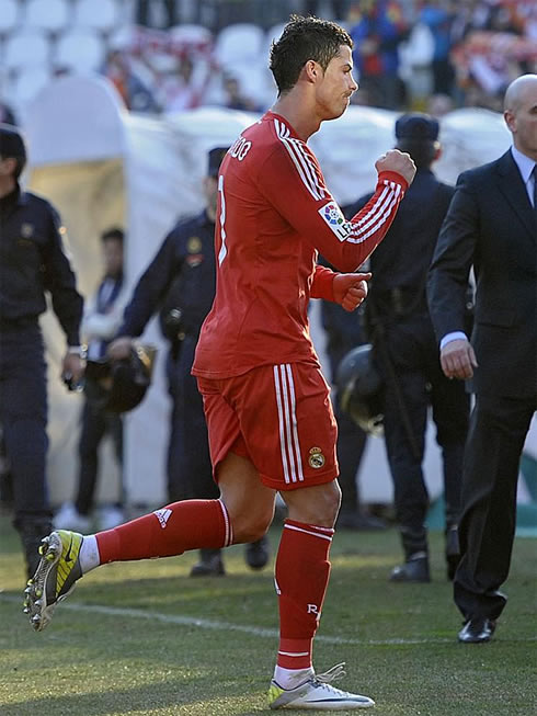 Cristiano Ronaldo reaction after the win against Rayo Vallecano, showing his fist