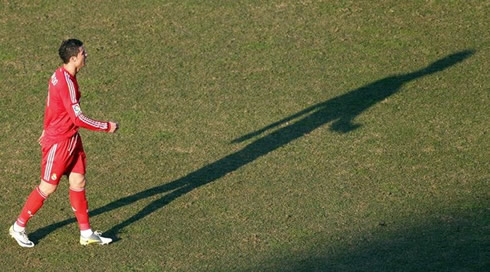 Cristiano Ronaldo and his own shadow, in a Real Madrid La Liga game in 2012