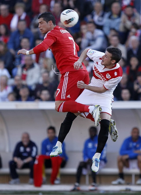 Cristiano Ronaldo after heading a ball in Rayo Vallecano 0-1 Real Madrid