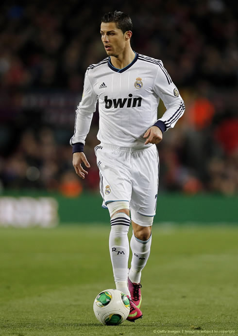 Cristiano Ronaldo in action during Barcelona vs Real Madrid, for the Copa del Rey 2013