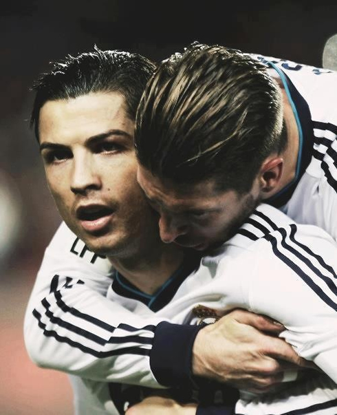 Cristiano Ronaldo and Sergio Ramos unconditional love for Real Madrid, after scoring a goal against Barcelona in 2013