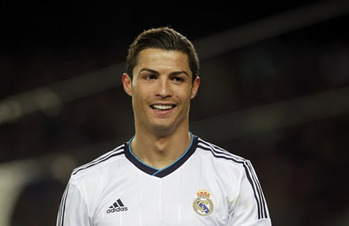 Cristiano Ronaldo showing his smile at the Camp Nou, ahead of the Barcelona vs Real Madrid Clasico in February 2013