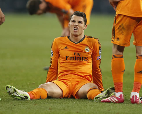 Cristiano Ronaldo making a ugly face during a football game