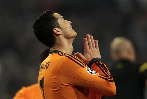 Cristiano Ronaldo praying during a Real Madrid game
