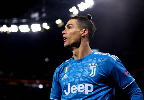 Cristiano Ronaldo playing in France for Juventus, in the 2020 UEFA Champions League