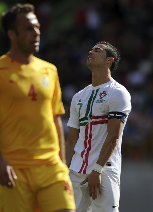 Cristiano Ronaldo frustration look in Portugal vs Macedonia in 2012