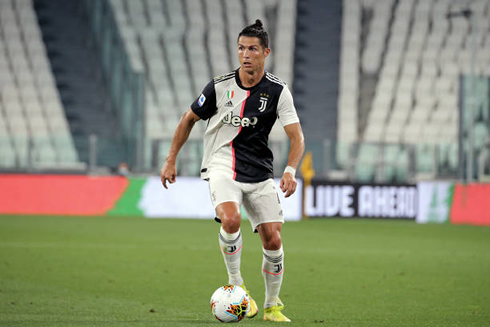 Cristiano Ronaldo in action for Juventus in an empty stadium