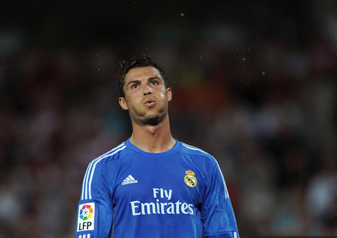 Cristiano Ronaldo attempt of whistling during a game for Real Madrid, in 2013-2014