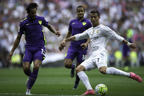 Cristiano Ronaldo in action in Real Madrid vs Malaga for La Liga 2015-2016
